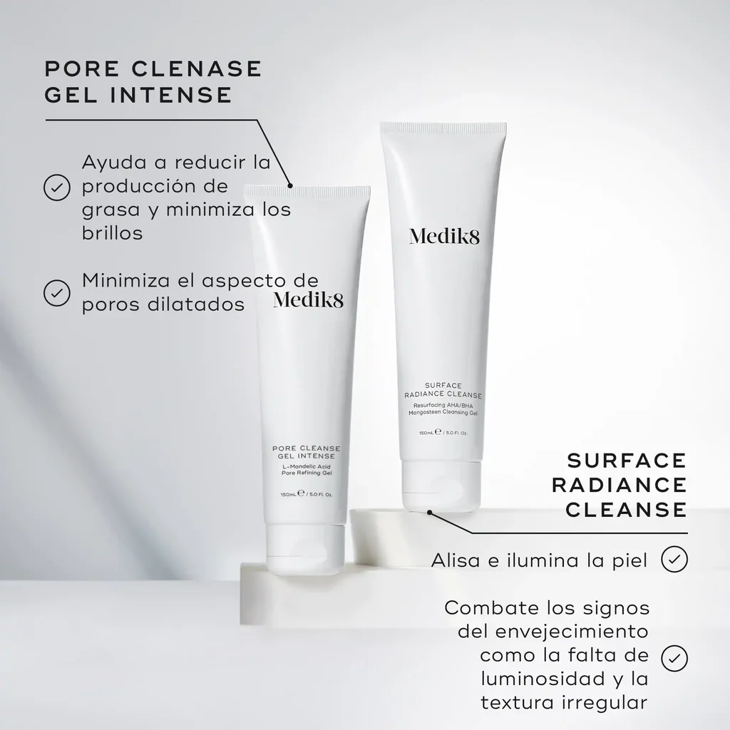 Surface Radiance Cleanse de la marca Medik8: Con otro producto de la marca, Pore Cleanse Gel Intense