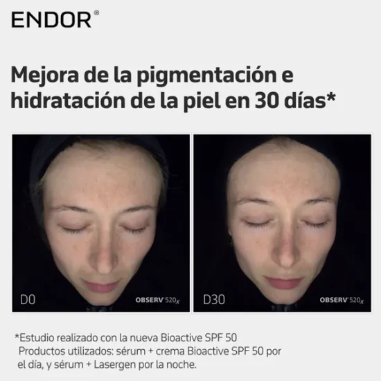 Bioactive Cream SPF50 de la marca Endor Technologies: Resultados en 30 días
