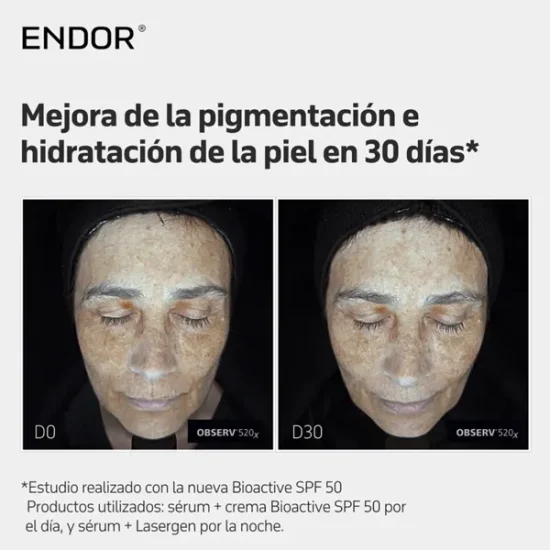 Bioactive Cream SPF50 de la marca Endor Technologies: Resultados en 30 días