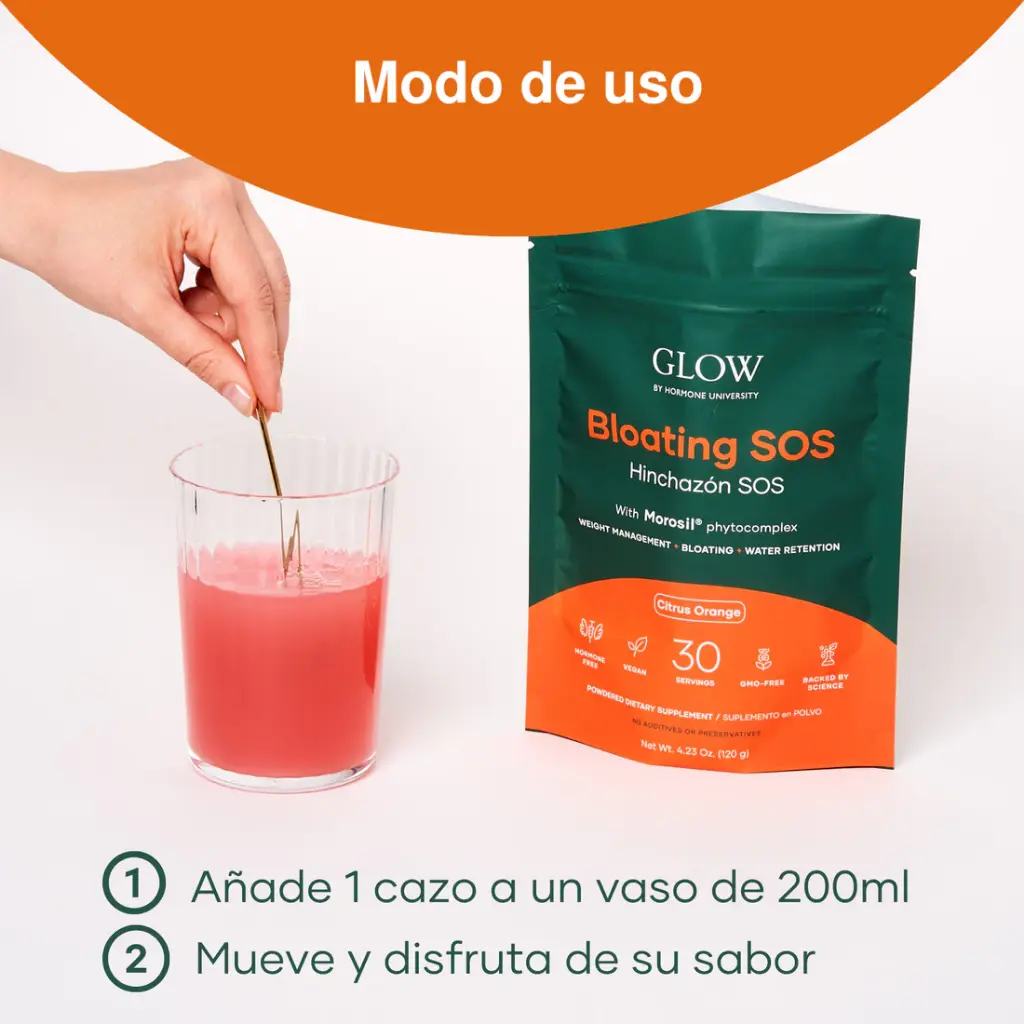 Bloating SOS de la marca GLOW HORMONE UNIVERSITY: Modo de uso