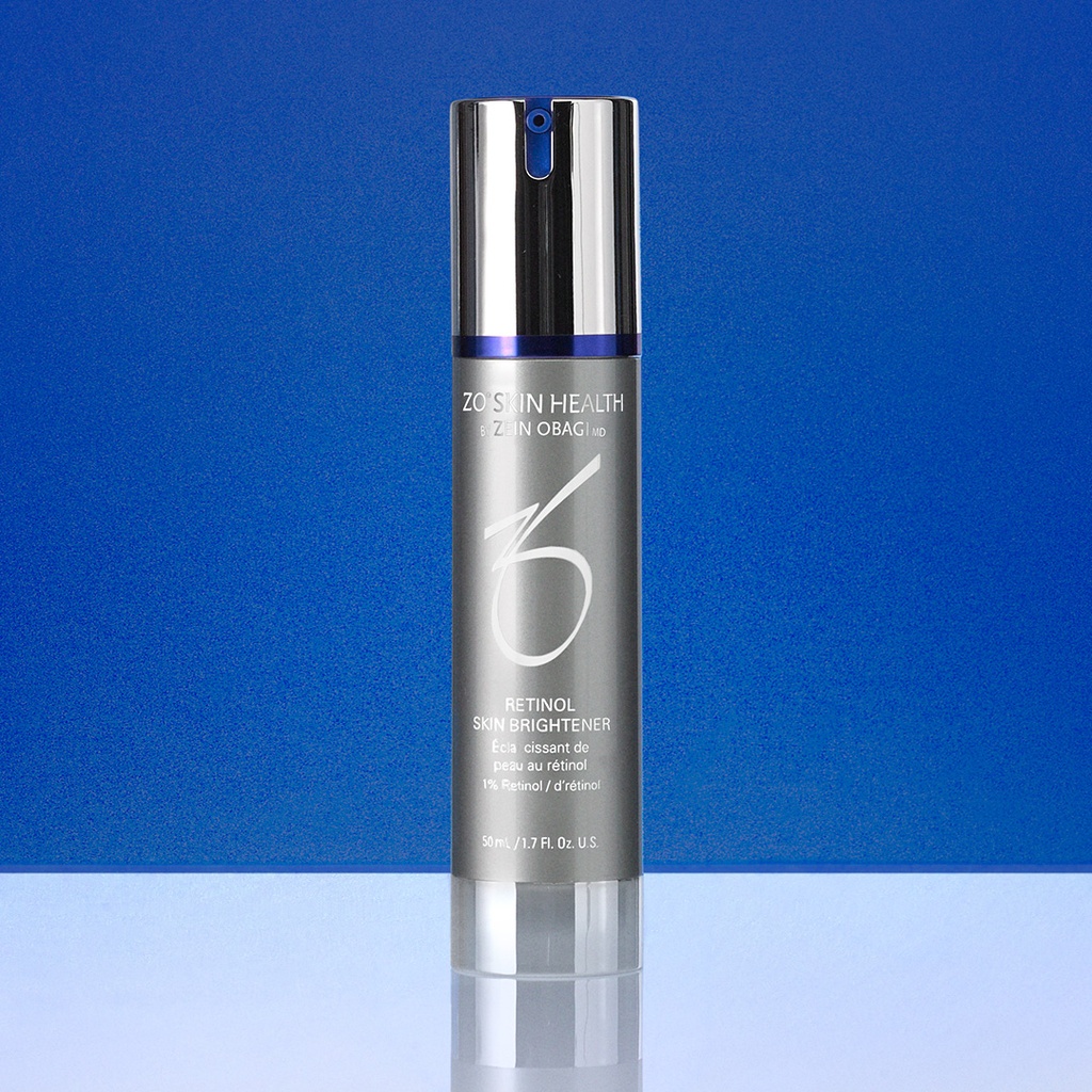 Retinol Skin Brightener 1% de la marca ZO SKIN HEALTH: Producto sobre fondo azul