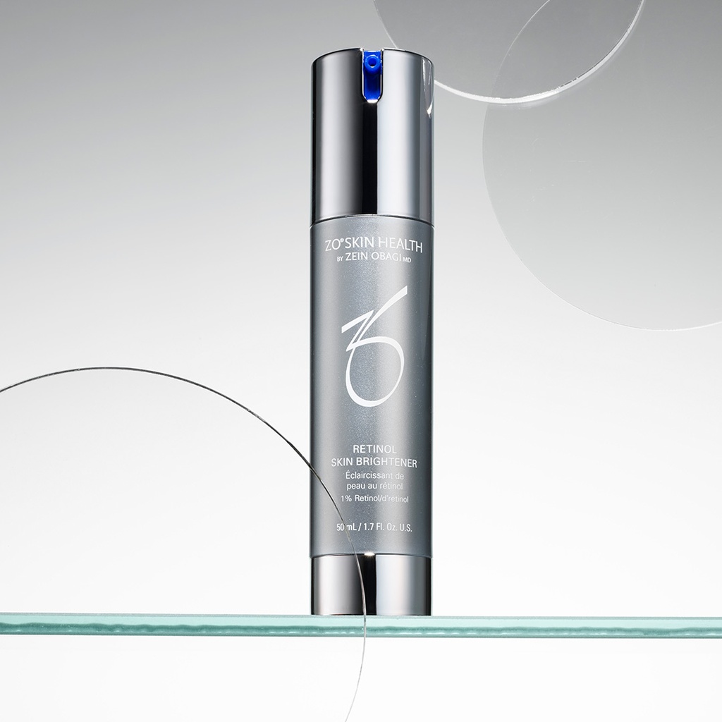 Retinol Skin Brightener 0.5% de la marca ZO SKIN HEALTH: Producto sobre fondo de círculos de cristal